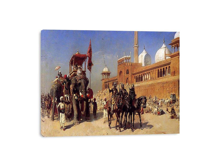 Great Mogul And His Court Returning From The Great Mosque At Delhi India Canvas Print