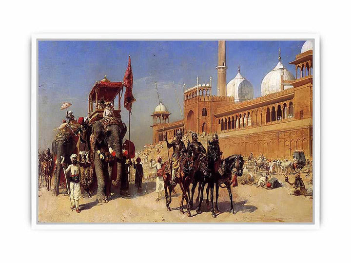 Great Mogul And His Court Returning From The Great Mosque At Delhi India Framed Print