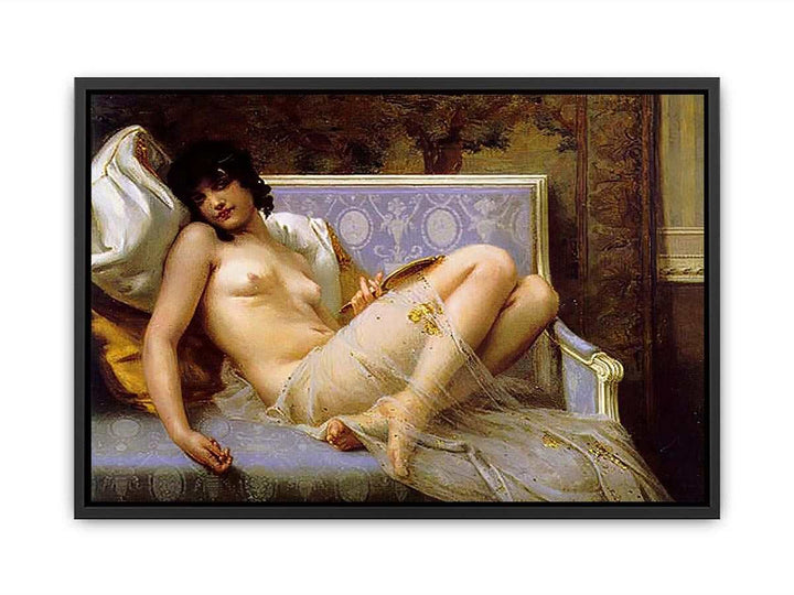 Jeune femme denudée sur canape (Young woman naked on a settee)  Painting