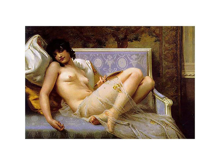 Jeune femme denudée sur canape (Young woman naked on a settee)
