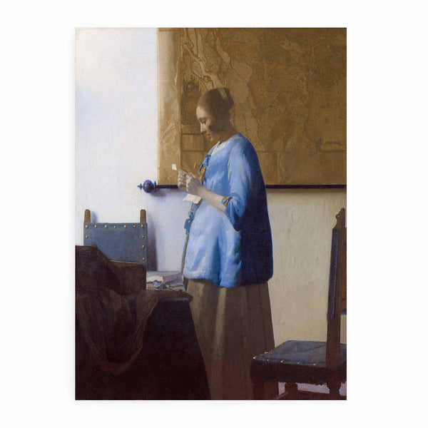 Woman in Blue Reading a Letter
