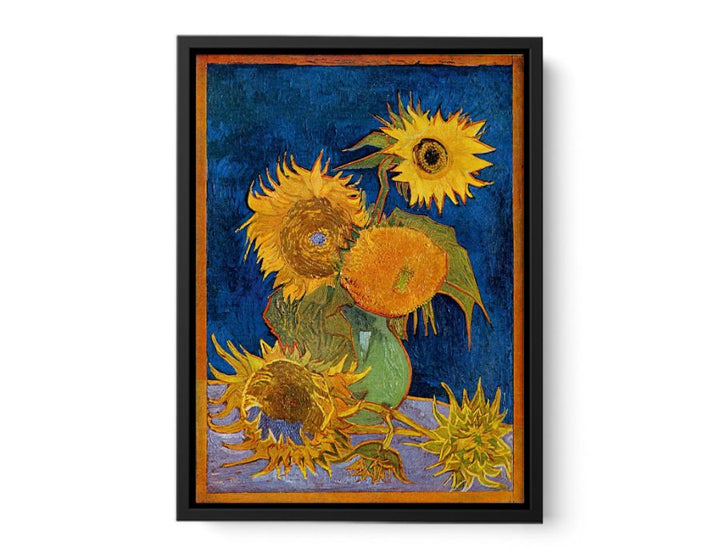 Sunflowers On Blue By Van Gogh  canvas Print