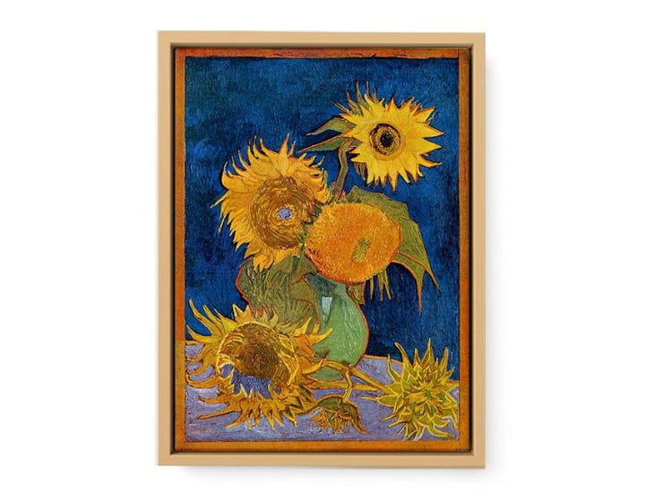 Sunflowers On Blue By Van Gogh framed Print