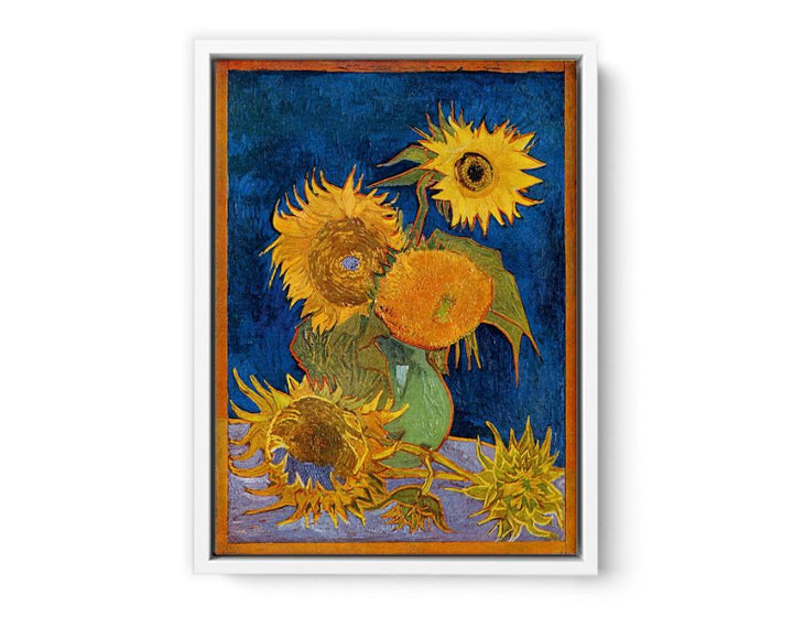 Sunflowers On Blue By Van Gogh  Painting