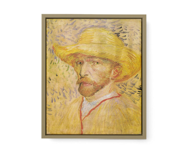 Self Portrait With A Straw Hat By Van Gogh framed Print