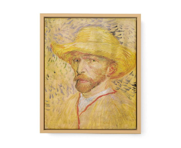 Self Portrait With A Straw Hat By Van Gogh framed Print