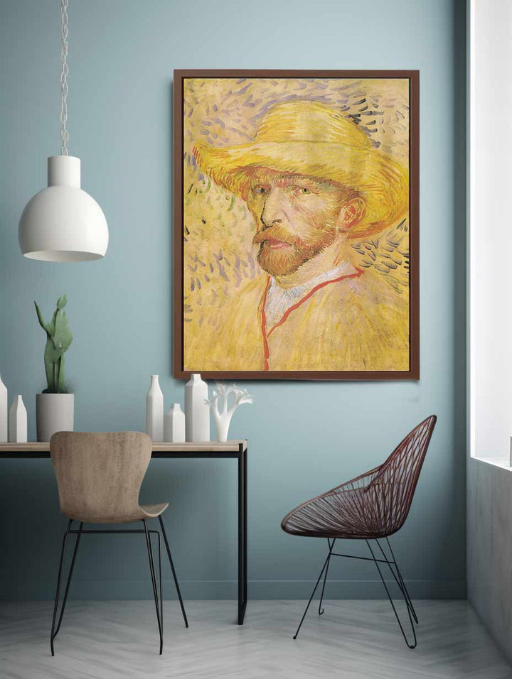 Self Portrait With A Straw Hat By Van Gogh Art Print