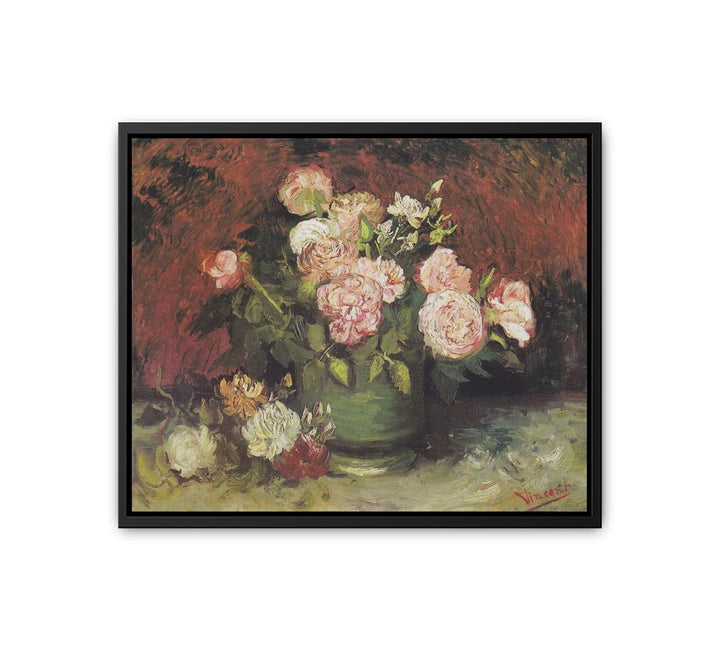 Bowl with Peonies and Roses  canvas Print