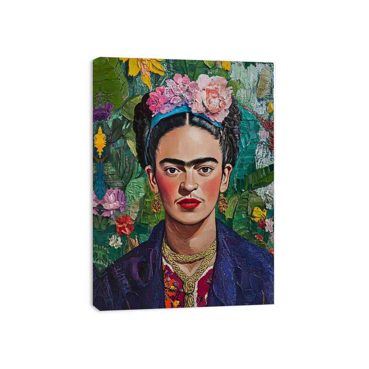 Frida Kahlo Floral Portrait Canvas Print