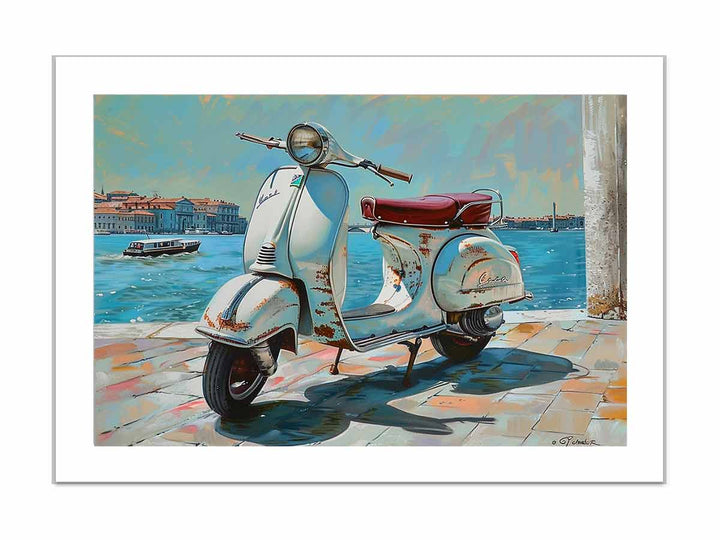 Vespa At River framed Print