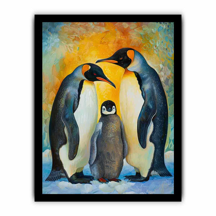 Baby Penguin & Parents framed Print