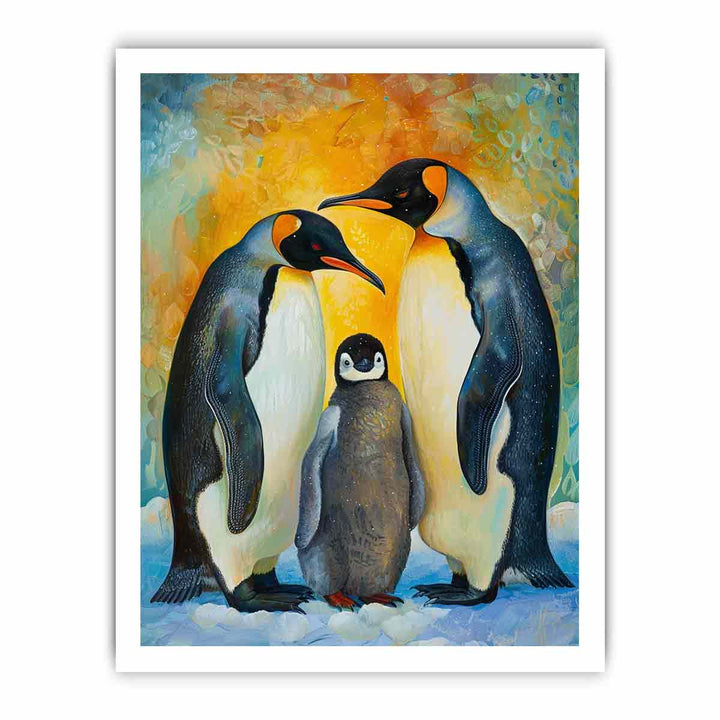 Baby Penguin & Parents framed Print