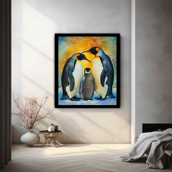 Baby Penguin & Parents Art Print