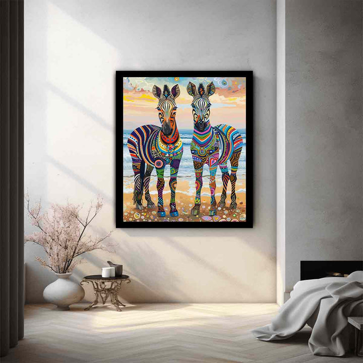 Two Zebras Art Print