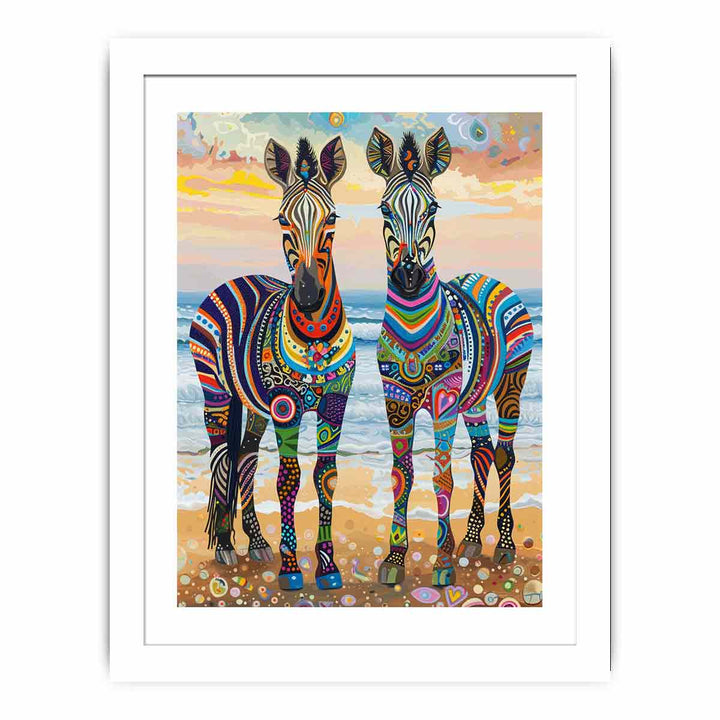 Two Zebras framed Print