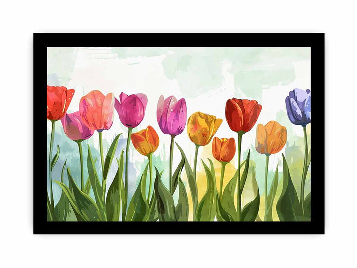 Colorful Tulips framed Print