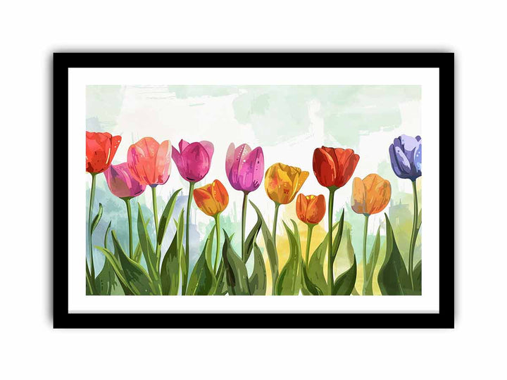 Colorful Tulips framed Print