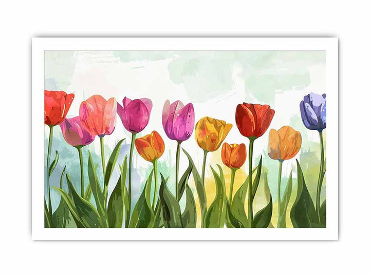 Colorful Tulips framed Print