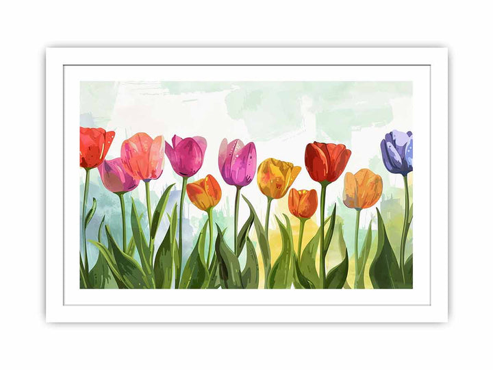 Colorful Tulips framed Print