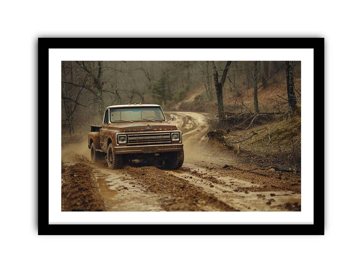 Vinatge Car Mountian Raod framed Print