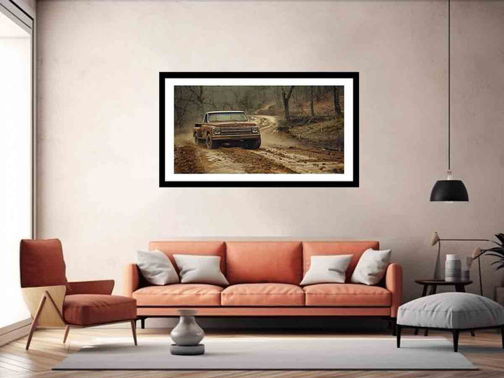 Vinatge Car Mountian Raod  Art Print