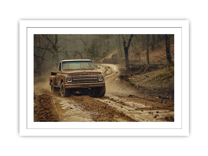 Vinatge Car Mountian Raod framed Print