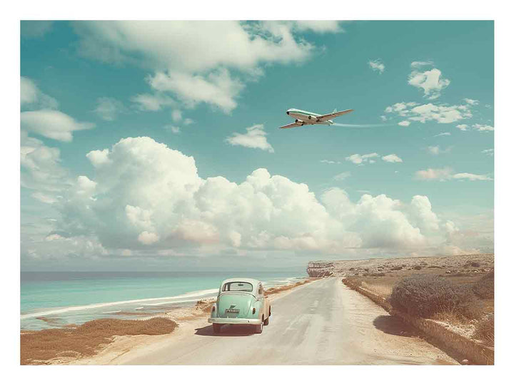 Car Beach Road Art Print