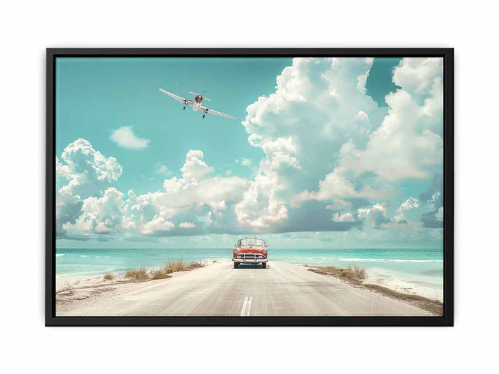 Beach Road Car  Art canvas Print