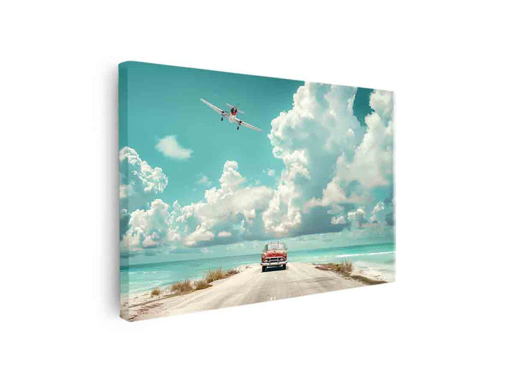 Beach Road Car  Art canvas Print