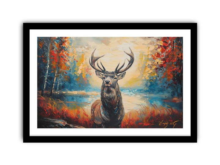 Deer Painting framed Print