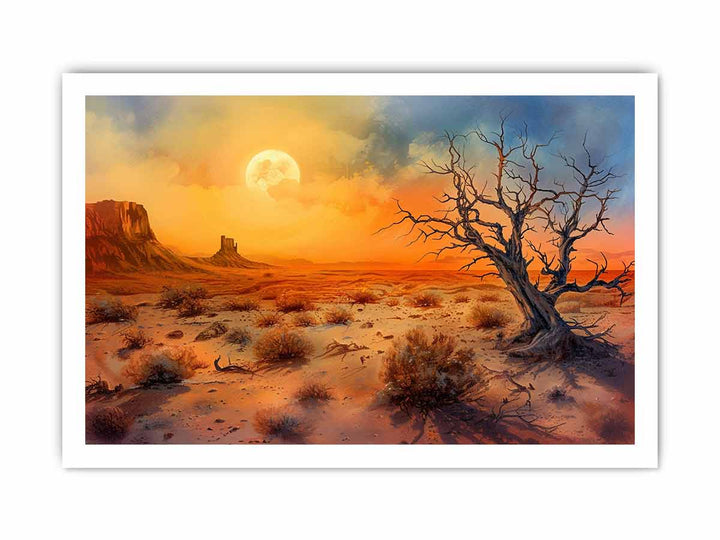 Desert Sun Painting framed Print