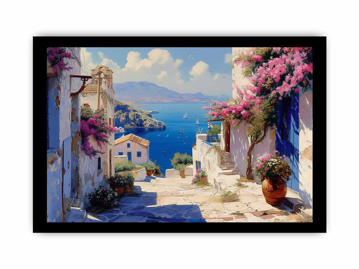 Greek Village  framed Print