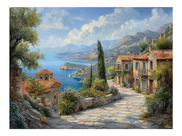 Greek Village  Art Print