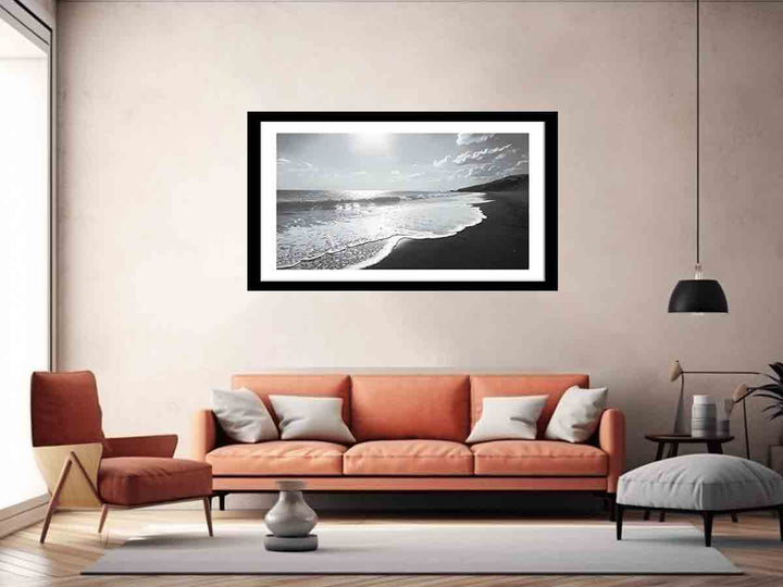 Black and white  Beach Art Print