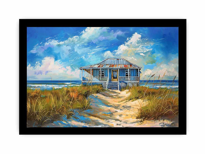 Beach House Print framed Print