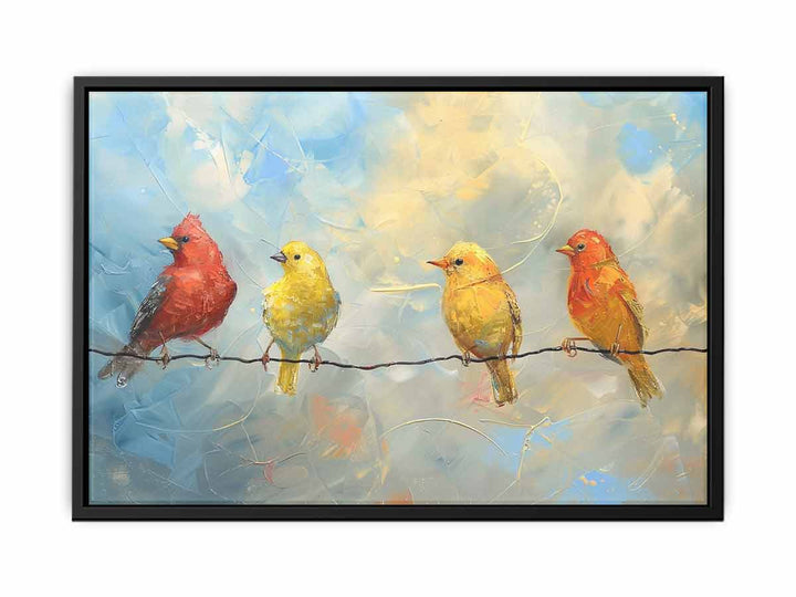 Birds painting on wire canvas Print