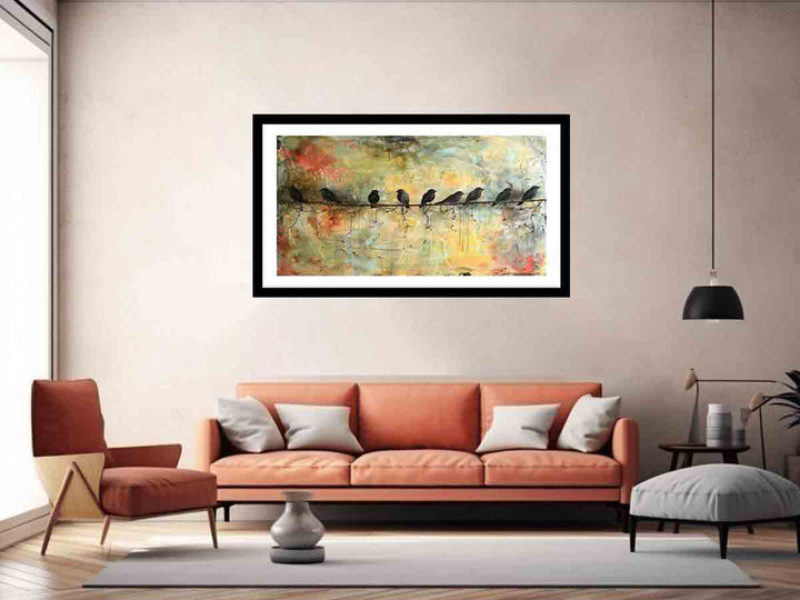 Birds  on wire Art Print