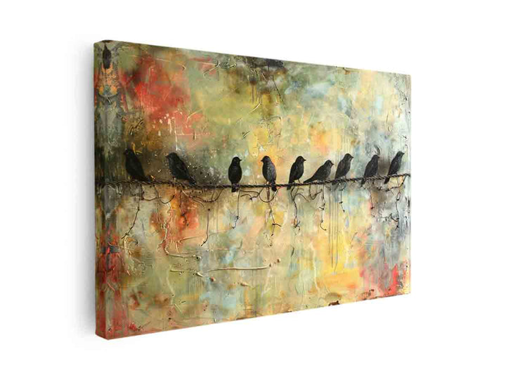 Birds  on wire Art canvas Print