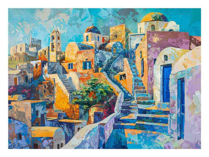 Santorini Painting framed Print