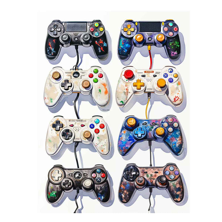 Video Game Controller Evolution Art Print