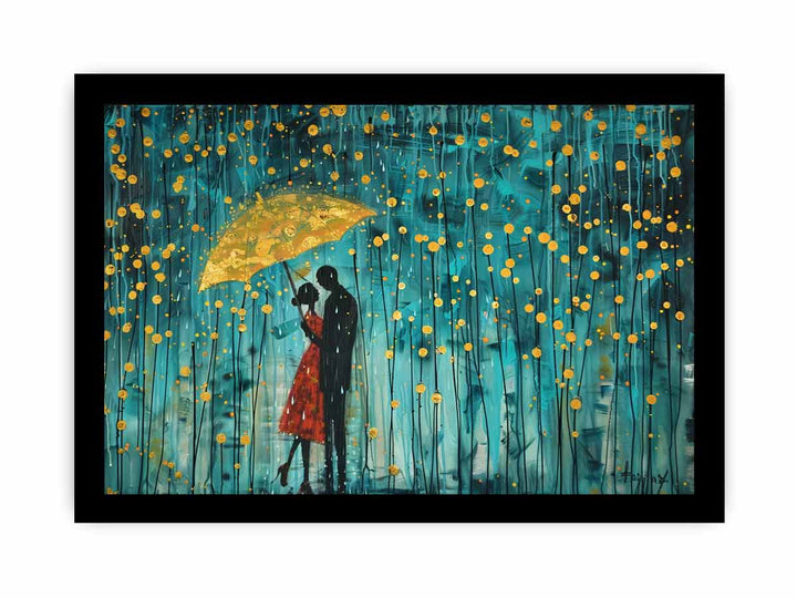 Love in Rain Art framed Print