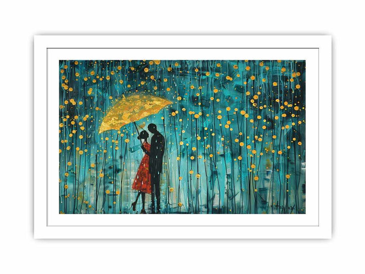 Love in Rain Art framed Print