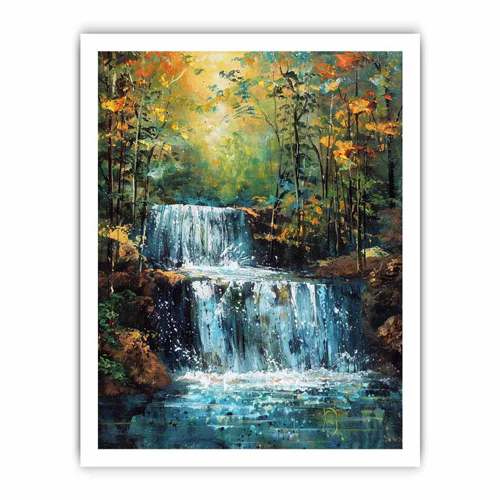 Waterfall  Art Painting framed Print