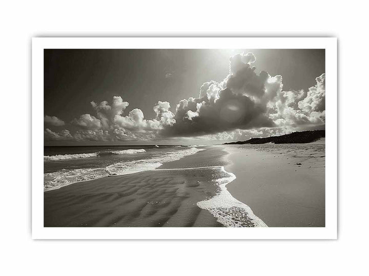 Black & White Beach framed Print