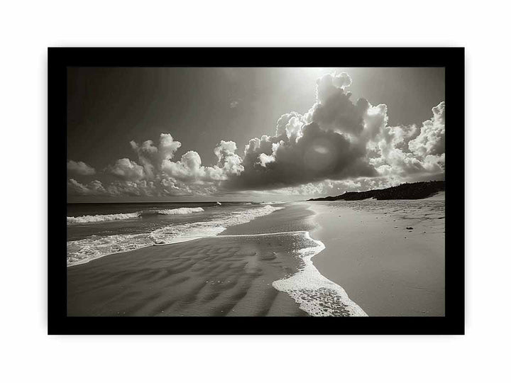 Black & White Beach framed Print