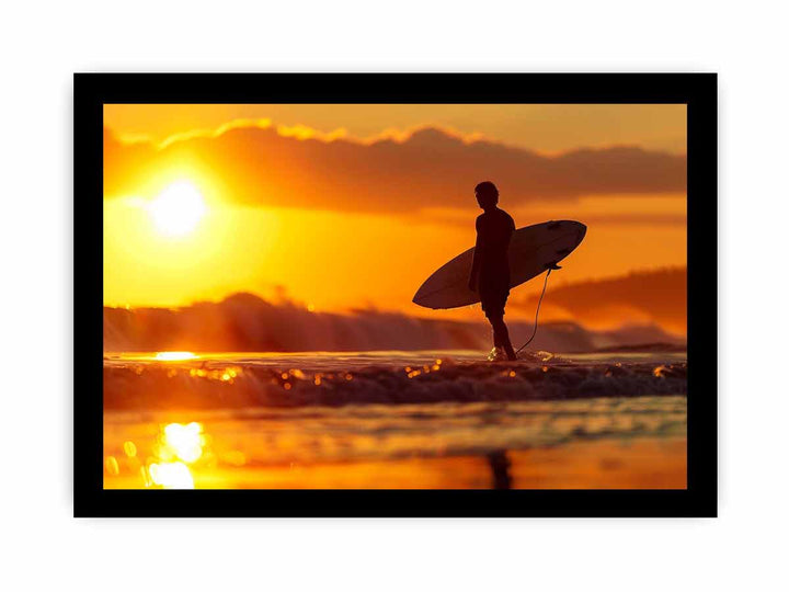 Surfer in the Sun Art framed Print