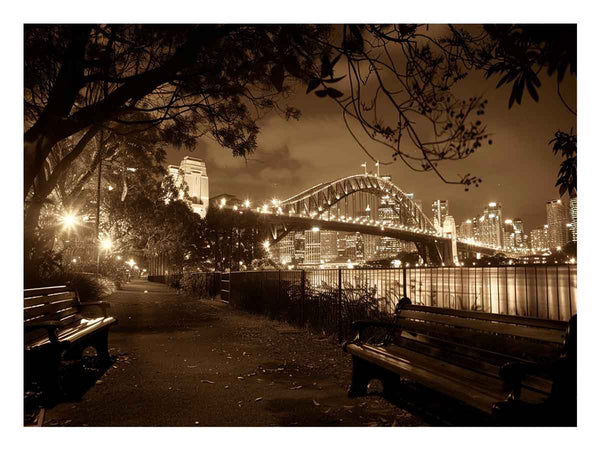 Story Bridge at Night Sepia Art Print