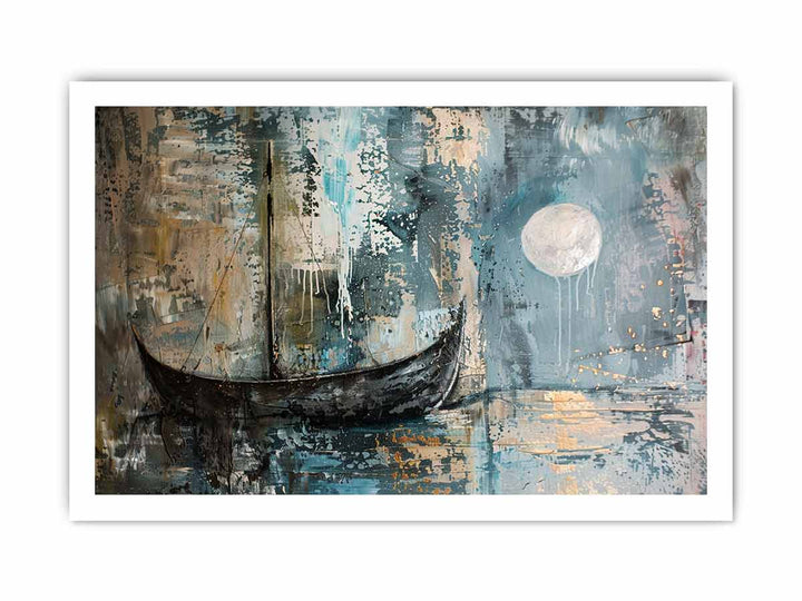 Antique  Boat in Moonlight framed Print