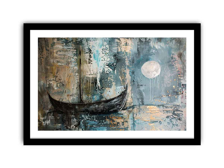 Antique  Boat in Moonlight framed Print