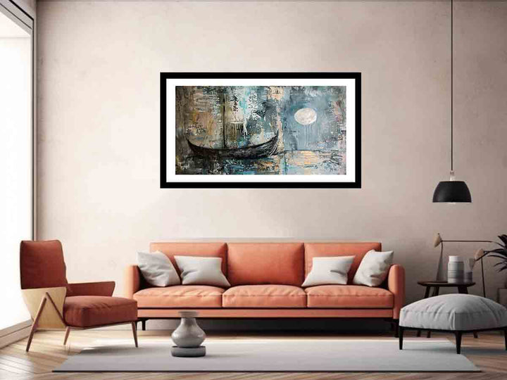 Antique  Boat in Moonlight Art Print